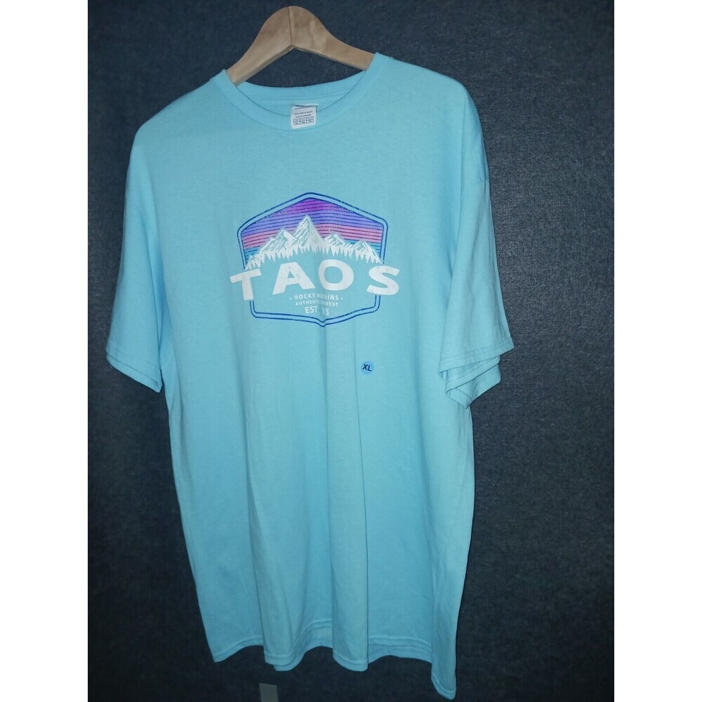 Taos Rocky Mountain Authentic Southwest Est 1615 Pro Weight Delta TShirt Teal XL